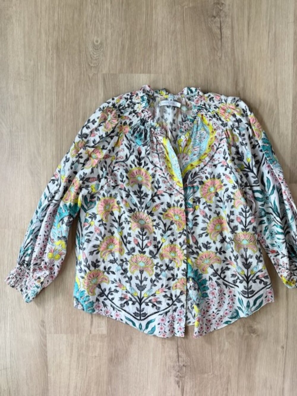 Maria Cher Floral Paisley Blouse Sz L Cotton Silk